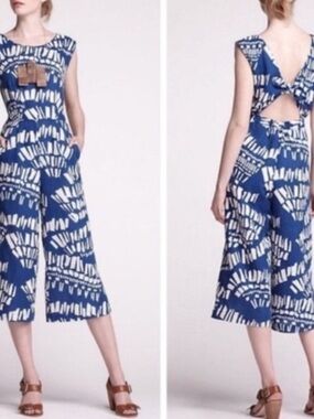 Anthtropology Corey Lynn Calter Blue Cropped Jumpsuit Womens XS